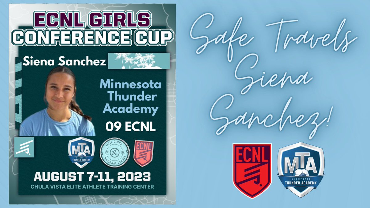 Got get em, Siena!  Best of luck to Siena Sanchez as she travels to Chula Vista, CA to represent MTA and the Midwest Conference in the ECNL Conference Cup!