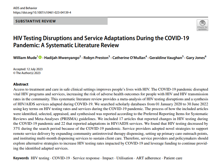William_Kebe's tweet photo. HIV testing decreased by 37% during the search period because of the COVID-19 pandemic, a study found. https://t.co/dSbRtkfyEB https://t.co/PMrSMNaBLk