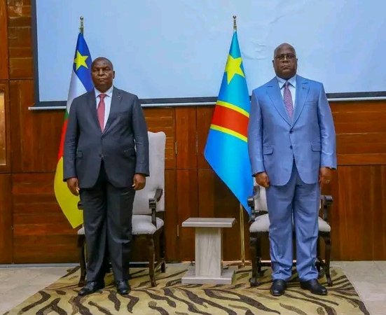🇨🇫Le Général de Corps d’Armée Zéphirin MAMADOU a rehaussé de sa présence au côté du Président🇨🇫, Pr Faustin Archange TOUADERA à la cérémonie du Collège des Hautes Études de Stratégie et de Défense, le jeudi 03 août 2023 à Kinshasa, RDC.