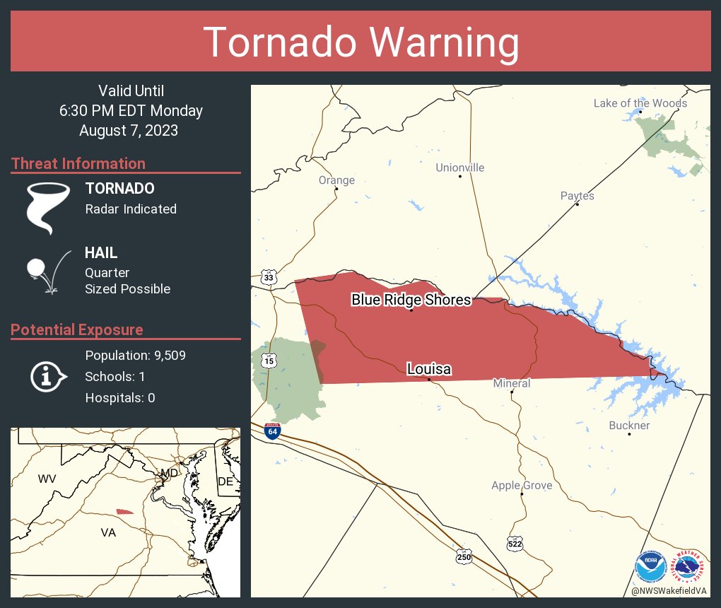 Tornado Warning including Louisa VA and Blue Ridge Shores VA until 6:30 PM EDT