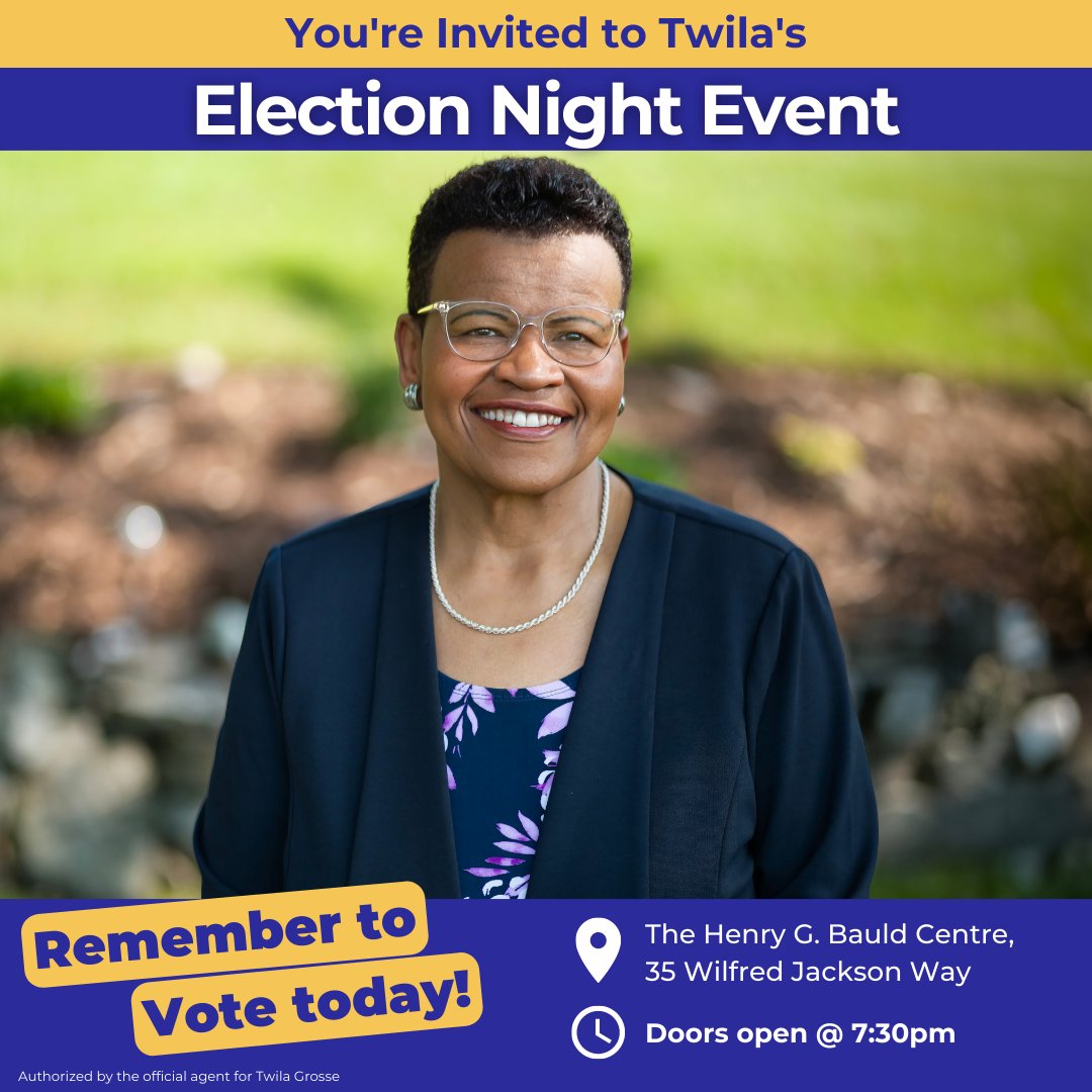 You are invited to our election night event! Join our team and supporters after you vote for refreshments and good company.

📌 The Henry G. Bauld Centre, 35 Wilfred Jackson Way
🕑 Doors Open 7:30pm

Learn where you can cast your ballot at: enstools.electionsnovascotia.ca/edinfo/Locatio…
