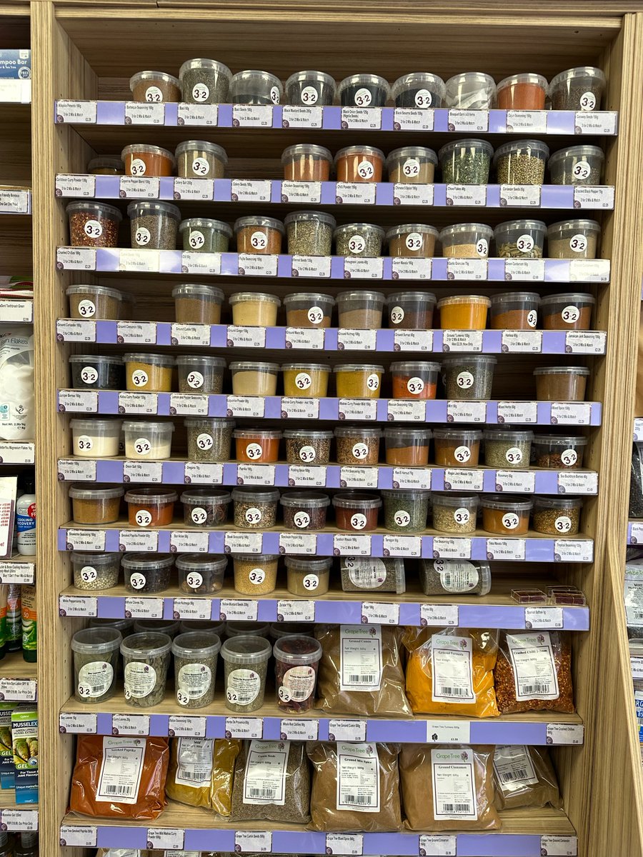 QuedamCentre's tweet photo. It's 3 for the price of 2 on spices at @grapetreefoods! With such a wide variety you can stock up your entire spice cupboard. Head into store to grab yours.
#grapetree #spices #recipes #yeovil #somerset https://t.co/KXGubTEhtx