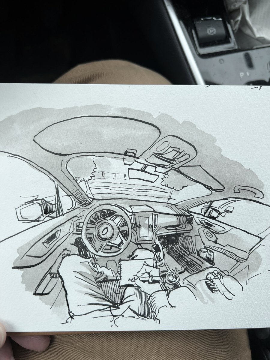 Quick car interior sketch while waiting to pick up the kiddos.