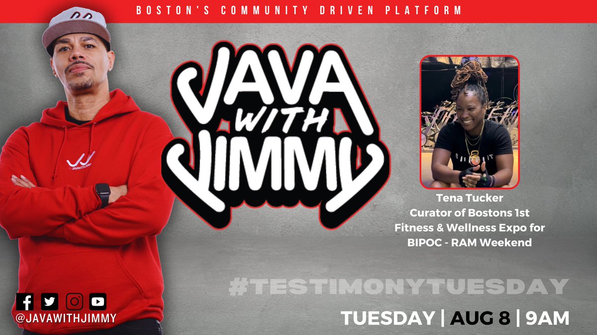 javawithJimmy's tweet photo. We’re back tomorrow in the Java Cafe at 9AM with Tena Tucker, curator of @ramweekend , #Bostons 1st Fitness &amp; Wellness expo for #BIPOC . https://t.co/SbOUNnr5mC