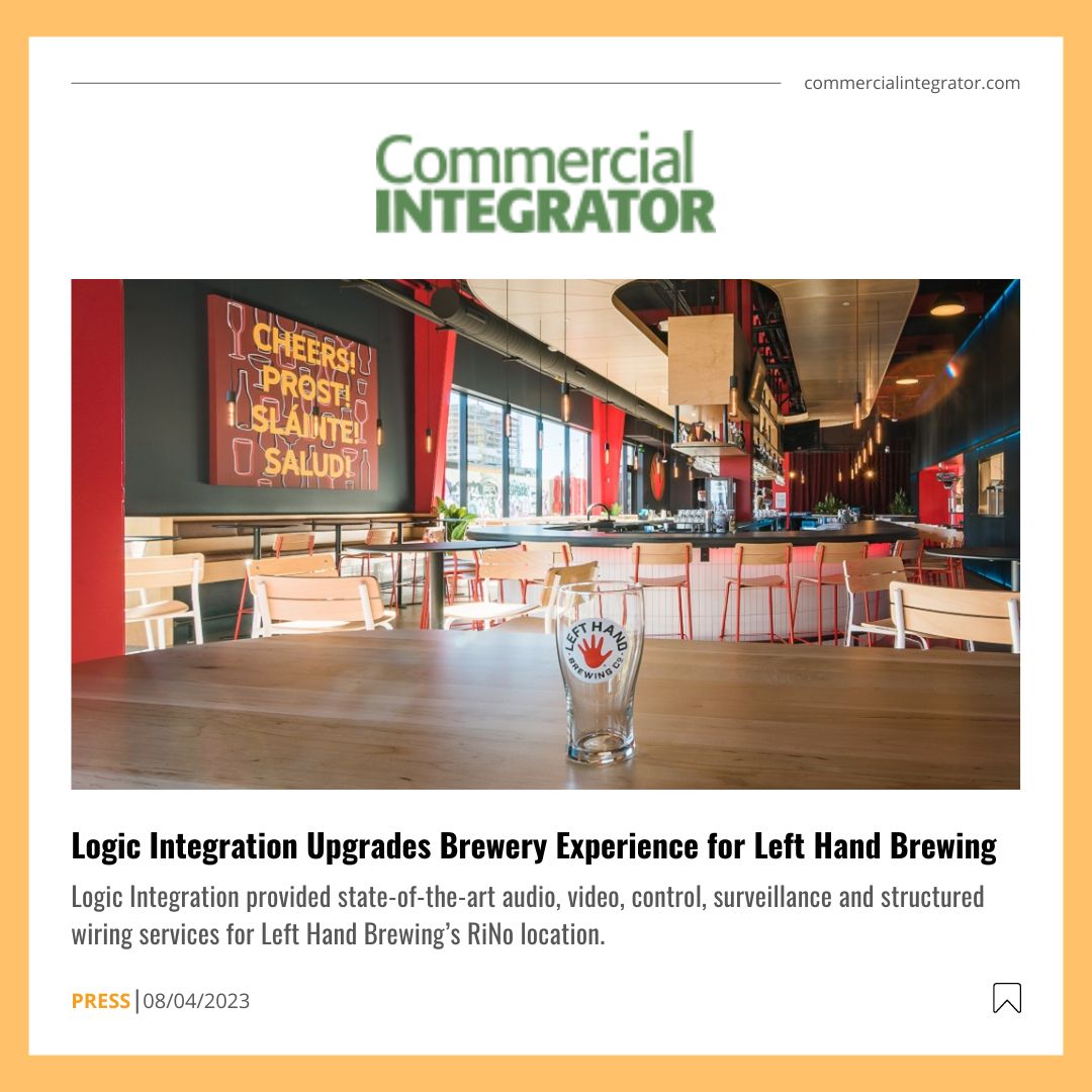 logicav's tweet image. Thank you Commercial Integrator for spotlighting our work on Left Hand Brewing's new RiNo location! Our commercial team provided state-of-the-art services to create a technologically advanced and comfortable ambiance for all Left Hand Brewing guests!
#logicav #logicintegration