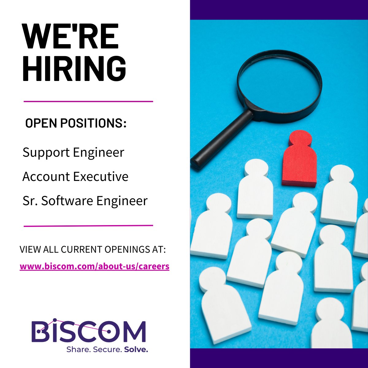 Biscom's tweet photo. #TeamBiscom is currently hiring! Join our rapidly growing all-star team for the opportunity to make a significant impact, both internally and in the future era of secure communications.

https://t.co/0rNlrdcQlG

#Hiring https://t.co/0xzeR0nukS