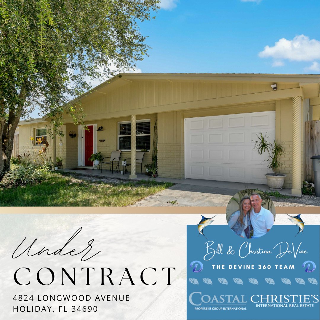 devine360team's tweet photo. Under Contract! This Holiday, Florida home is PENDING!!

If you are looking to buy or sell and don't know where to start, reach out to The DeVine 360 Team ~ (727) 741-7779 https://t.co/y5OPgplnDW