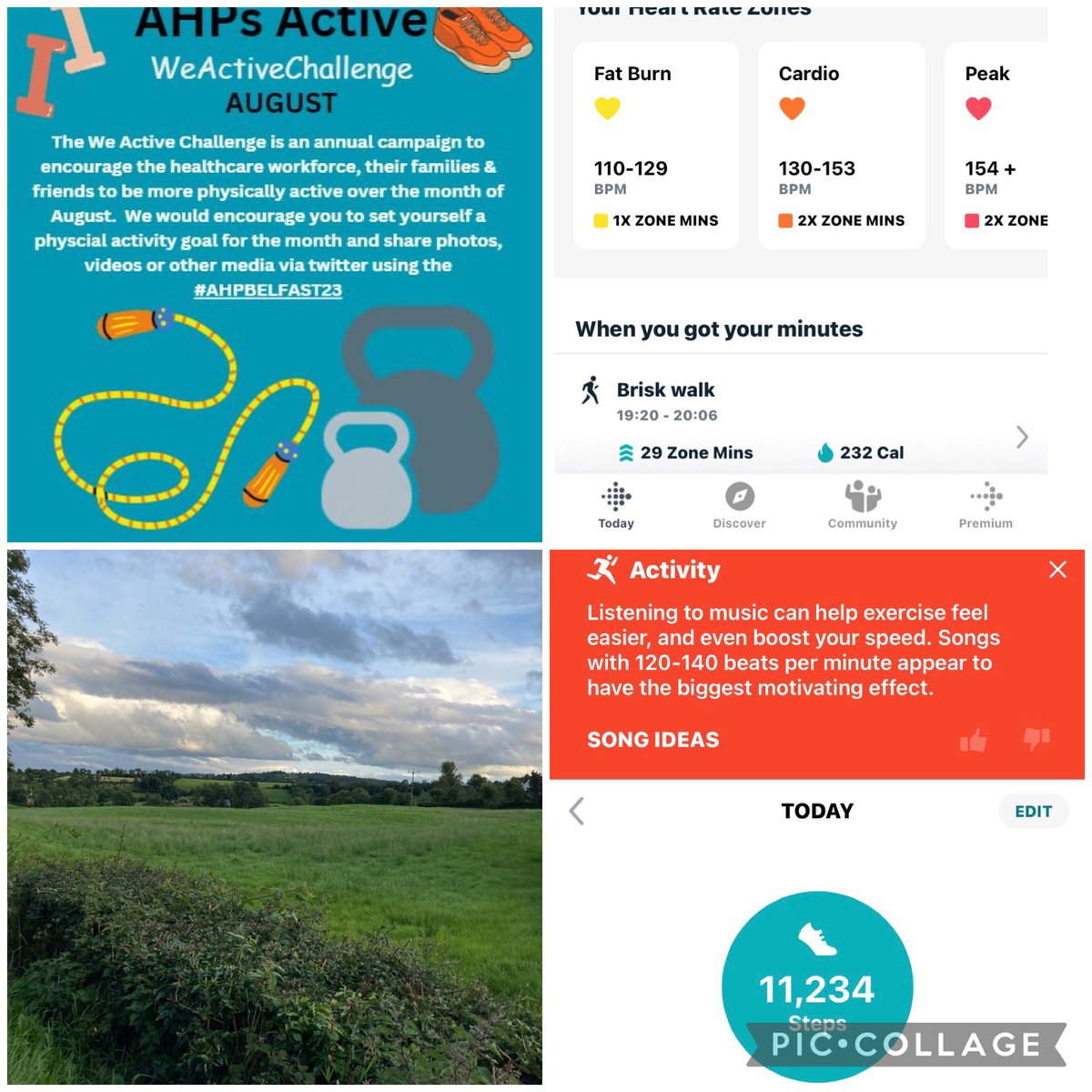 Day 7 “Virtual meet up” to walk with @MaryMaryphysio motivating me to get up and out this evening #AHPActiveBelfast23 #WeAHPs