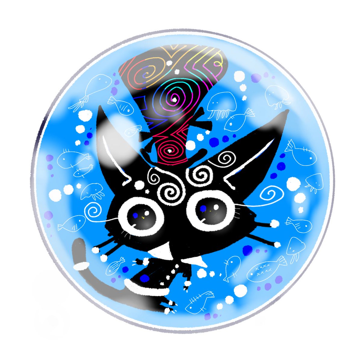 「雨粒」|ほんだ猫 (不思議風景と猫を描くぶるべり)のイラスト