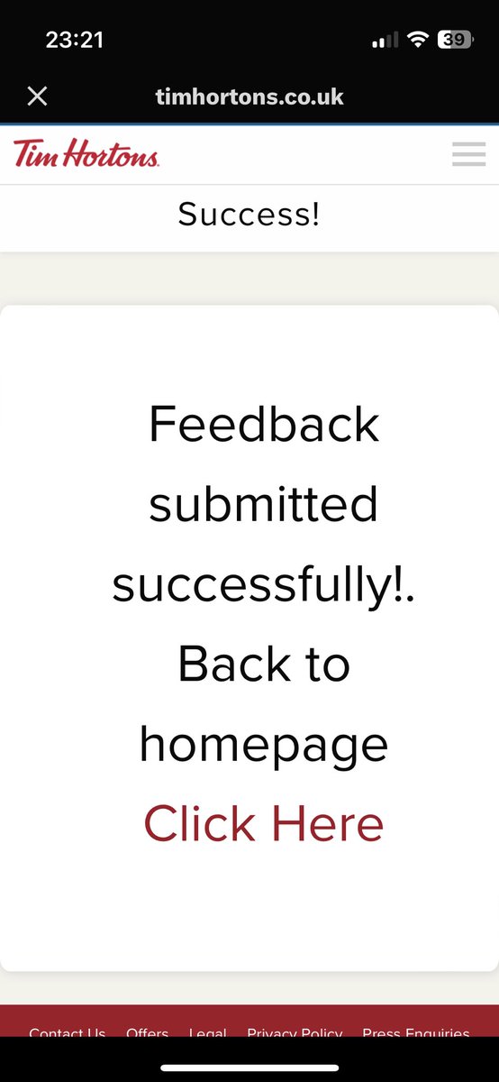 JMFox's tweet photo. @timhortonsuk Thank you I have submitted visit feedback https://t.co/ecpjNySzw3
