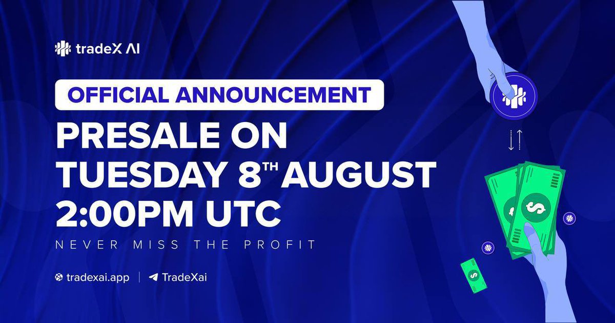 Embark on a game-changing journey with Tradex AI! 🚀 Our innovative Tradebot project is gearing up for its presale on #Pinksale tomorrow at 14:00 UTC. Don't miss out, join us now! 

#TradexAI #TradeX #Crypto #Presale #Pinksale #Binance #TRADEXAI