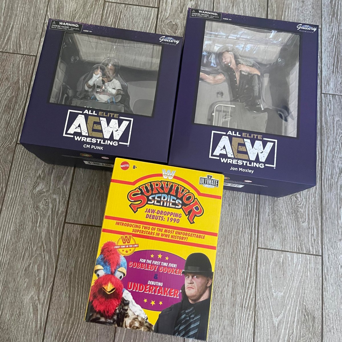 LIVE NOW on @Whatnot! whatnot.com/live/ca945d1c-… GIVING AWAY #AEW CM Punk and Jon Moxley 10-inch PVC sculptures! AUCTIONING OFF Ultimate Edition Gobbledy Gooker & Undertaker 2-Pack, starting at just $1!