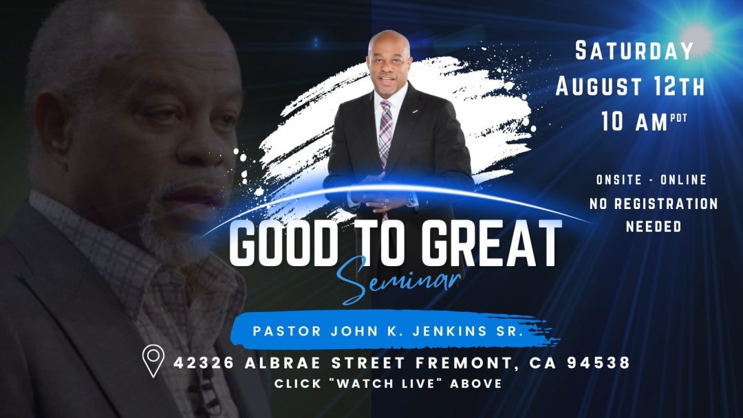 DestinyBayArea's tweet photo. Pastor John K. Jenkins, Senior Pastor of First Baptist Church of Glenarden, MD will lead an informal 3-hour seminar entitled "Good to Great: Principles for taking our personal lives, marriages and ministries to new levels of effectiveness and success." No registration is required https://t.co/vUf8BKm0b9