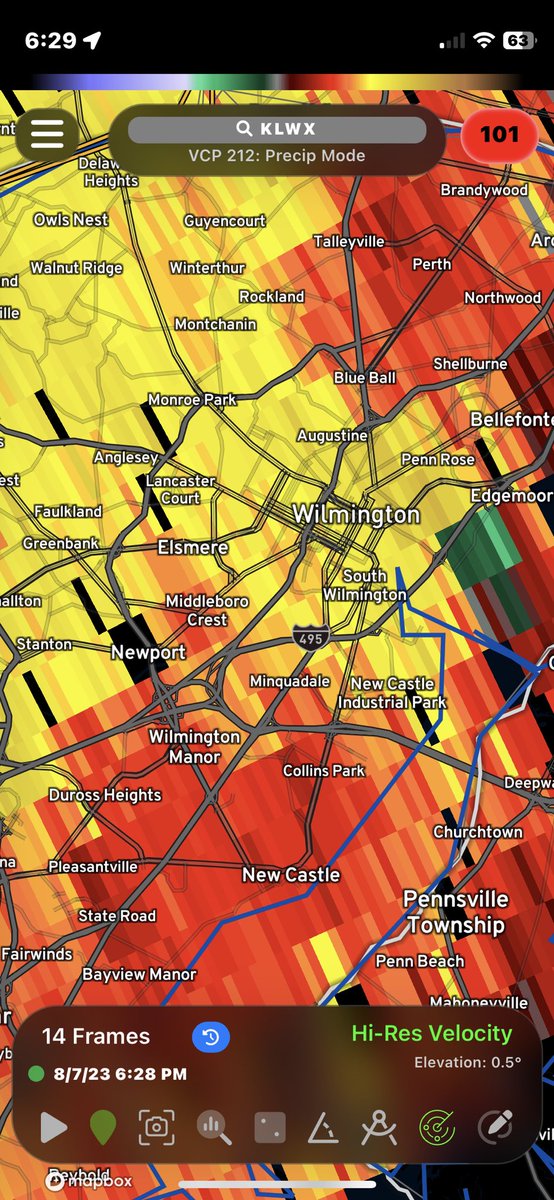 Tbone6606's tweet photo. First time I’ve ever seen triple digit warnings in the upper right corner!

@ryanhallyall @BluekandyWX 
@RadarOmega https://t.co/yJXlAbHOAs