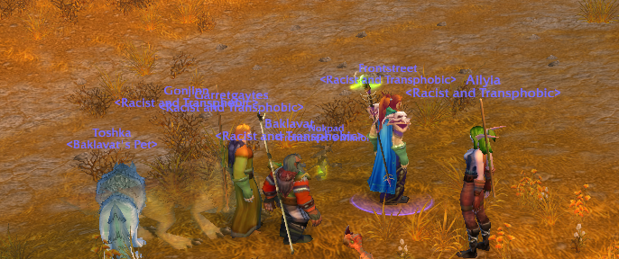 spelltweets's tweet photo. hey @Blizzard_Ent @ActivisonSuport - I would think that you would have safeguards against people being able to open guilds with these types of names - is "Racist and Transphobic" the type of guild you want to house on your servers? #racism #transphobia #classic #wotlk #grobbulus https://t.co/6Swz09836C