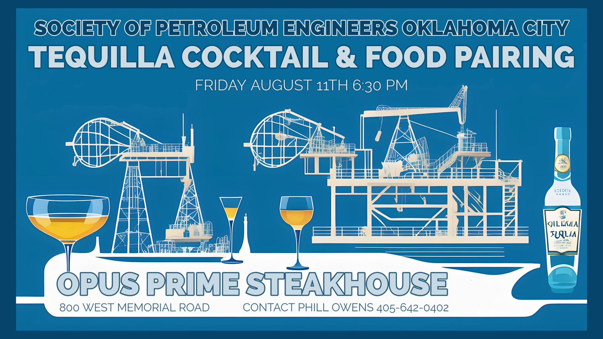 SPE OKC Spirits Tasting
Fri, Aug 11 • 6:30 PM CDT
Opus Prime Steakhouse 
800 West Memorial Road, Oklahoma City, OK 73114
eventbrite.com/e/spe-okc-spir…