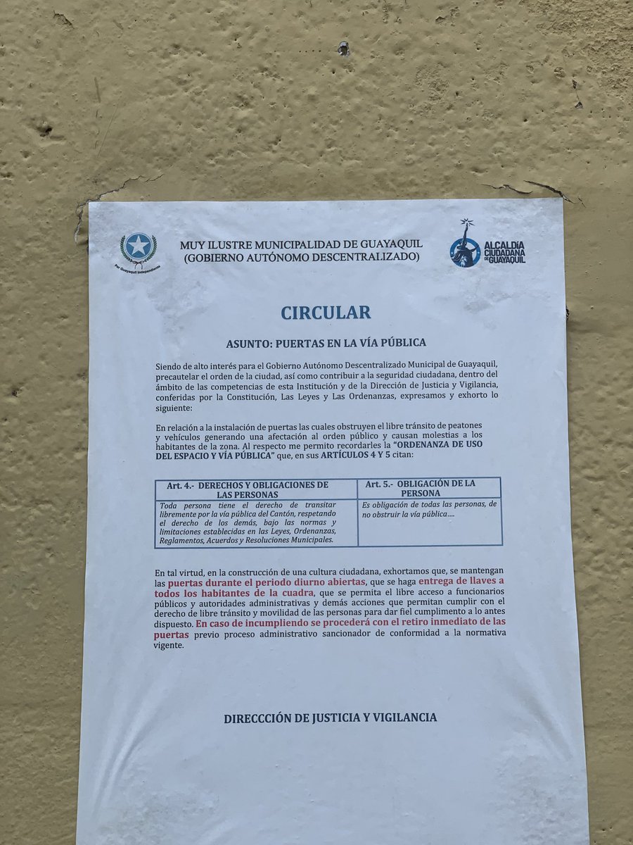 solopacientes's tweet photo. Esto es un permiso  de ⁦@alcaldiagye⁩  ⁦@aquilesalvarez⁩ para  cerrar las  calles  por  cuadras en una  cuídadela que no es por herraduras o garitas ????   No se puede pasar por ninguna calle dentro de La Ciudadela Urdenor || https://t.co/KdCWfXkp8B