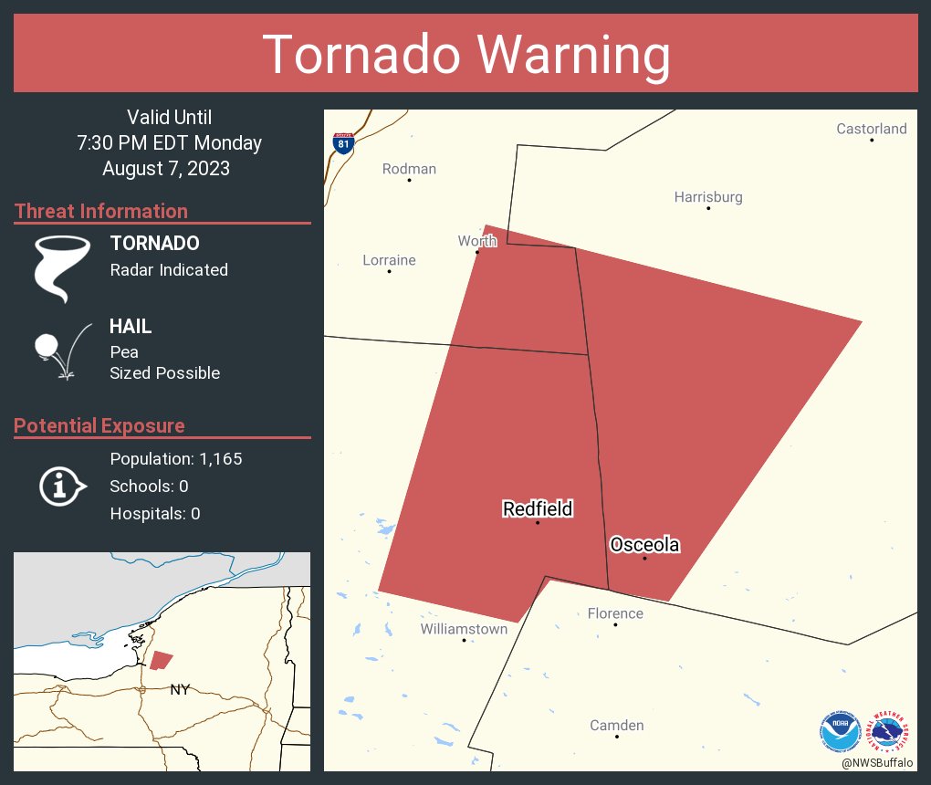 Tornado Warning including Osceola NY and  Redfield NY until 7:30 PM EDT