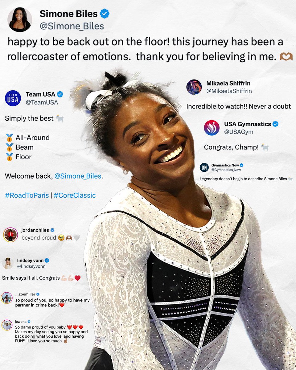 A welcomed return to the floor for <a href="/Simone_Biles/">Simone Biles</a>. ❤️