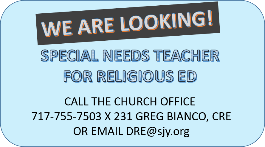 stjosephyork's tweet image. Come &amp;amp;amp; help shepherd the future of our faith! #Catechism #ReligiousEd #Volunteer #CatholicChurch