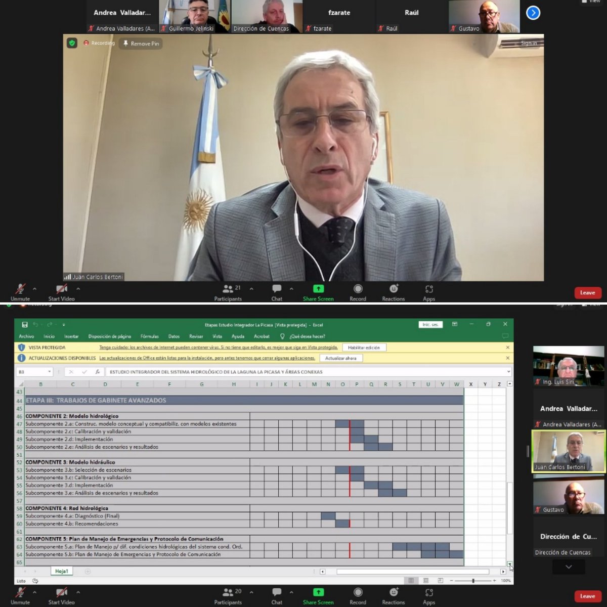 Reunión CT de la Cuenca de la Laguna La Picasa. #Córdoba, #SantaFe, #BuenosAires y la SIyPH de <a href="/ObrasPublicasAR/">Ministerio de Obras Públicas</a>, coordinando con el apoyo del <a href="/INA_arg/">INA | Instituto Nacional del Agua</a> la modelación hidrológica e hidráulica de la cuenca y áreas conexas y el estado de avance de obras y proyectos en desarrollo.