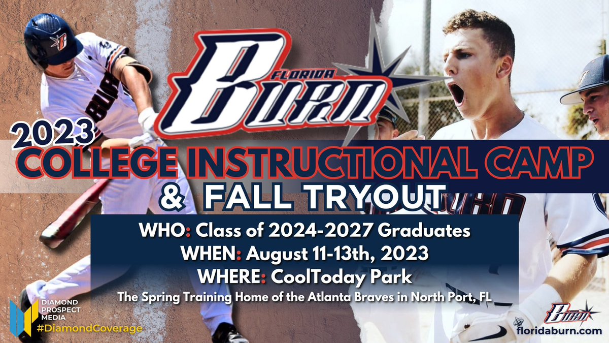 DiamondProMedia's tweet photo. We’ll be in attendance August 11-13th with plenty of #DiamondCoverage for the 2024-2027 classes! Along with live scouting coverage throughout the entire event, we’ll have player media packages available for all participants. Details below. @FloridaBurn https://t.co/Oasefx4kW9 https://t.co/oH3KU8RXje