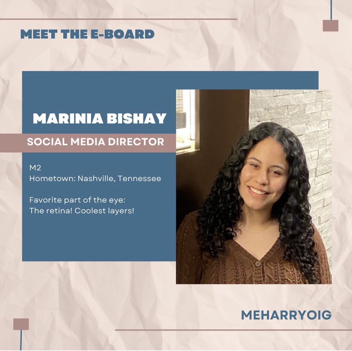 Lastly, meet our community outreach director, Rebecca Mirville, and social media director, Marinia Bishay!