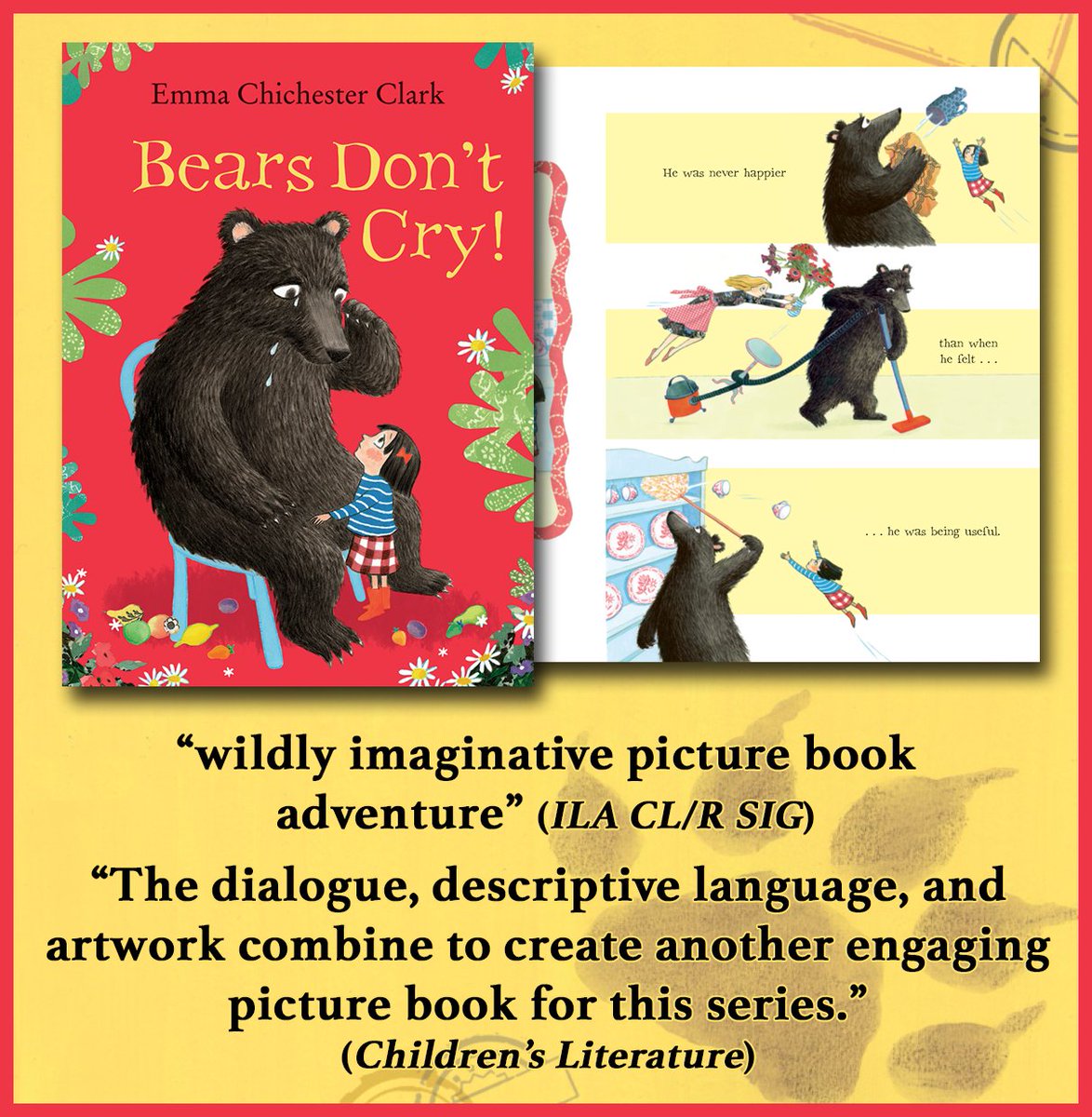 Kane Miller (@kanemillerbooks) on Twitter photo BEARS DON'T CRY! (@emmachichesterc) is a "heartwarming adventure tale" that "encourages children to embrace their emotions" (<a href="/CLreviews/">Children's Literature review source</a>). #kidlit #picturebooks
🐻: bit.ly/BearsDontCry
📚: clrsig.org/book-reviews BEARS DON'T CRY! (@emmachichesterc) is a "heartwarming adventure tale" that "encourages children to embrace their emotions" (<a href="/CLreviews/">Children's Literature review source</a>). #kidlit #picturebooks
🐻: bit.ly/BearsDontCry
📚: clrsig.org/book-reviews