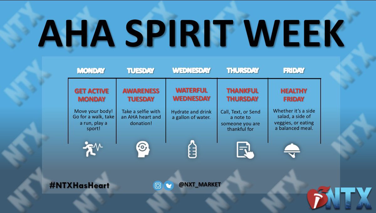 Spirit Week is here, NTX! Share with us how you keep your heart healthy ❤️ It’s Monday! Show us how stay active 🏃‍♀️ 🏃‍♂️