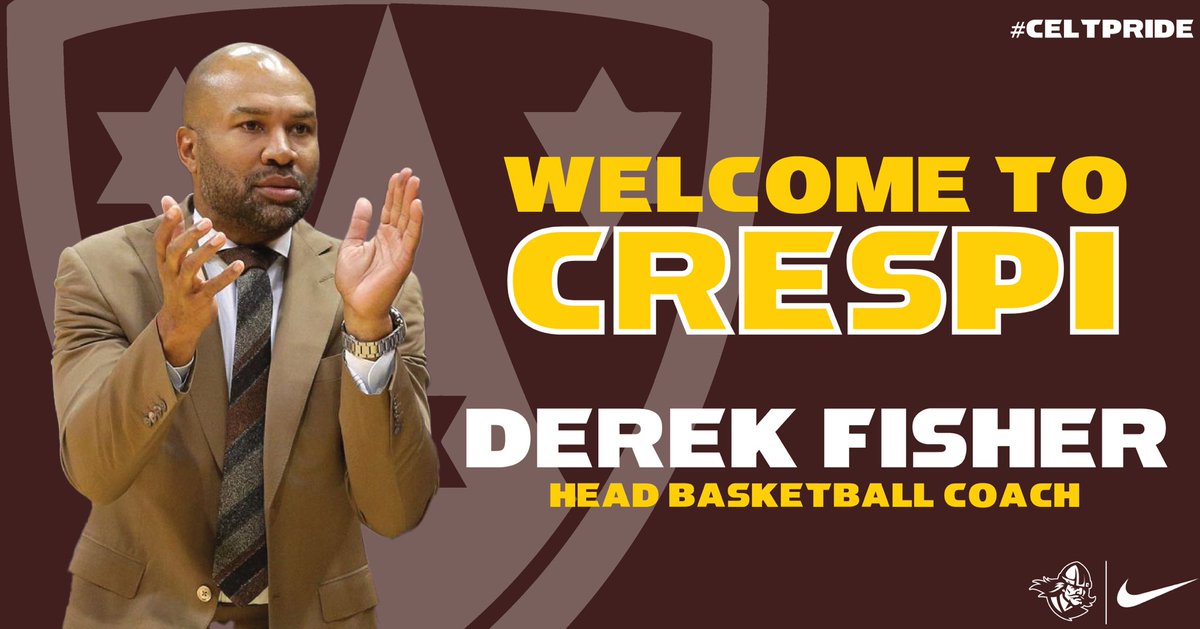 Crespi Carmelite High School announces Derek Fisher as Head Basketball Coach. We are honored and excited to welcome Coach Fisher to the Crespi Family. Coach Fisher brings his strong work ethic, leadership, and discipline rooted in his Christian faith. #CeltPride