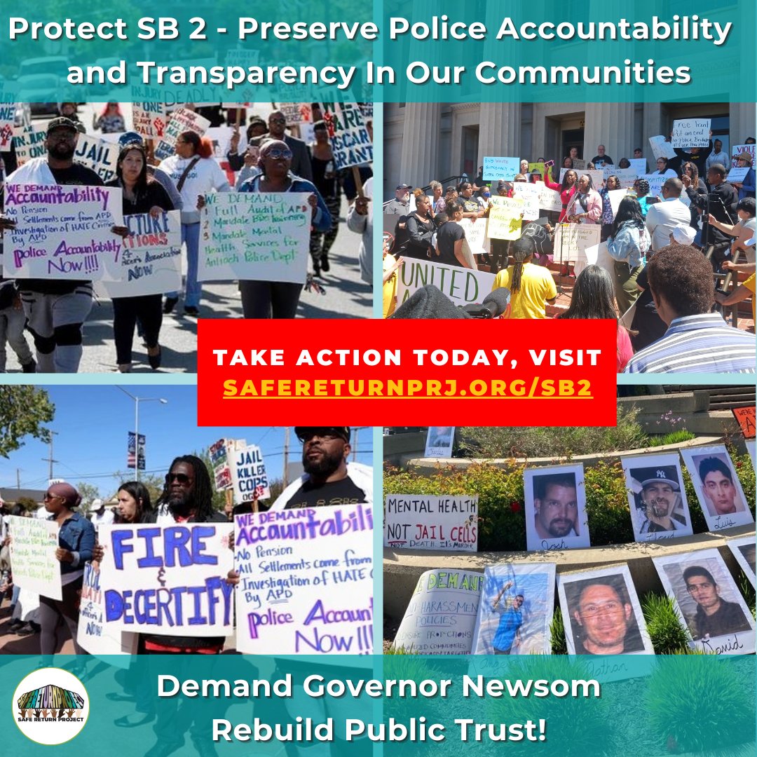 Safe Return Project (@safereturnproj1) on Twitter photo SIGN OUR LETTER to ensure that <a href="/GavinNewsom/">Gavin Newsom</a> and California public officials protect SB 2 and preserve the publicβs right to view records connected to police misconduct, criminal activities, and abuse of power. safereturnprj.org/sb2 #ProtectSB2 SIGN OUR LETTER to ensure that <a href="/GavinNewsom/">Gavin Newsom</a> and California public officials protect SB 2 and preserve the publicβs right to view records connected to police misconduct, criminal activities, and abuse of power. safereturnprj.org/sb2 #ProtectSB2