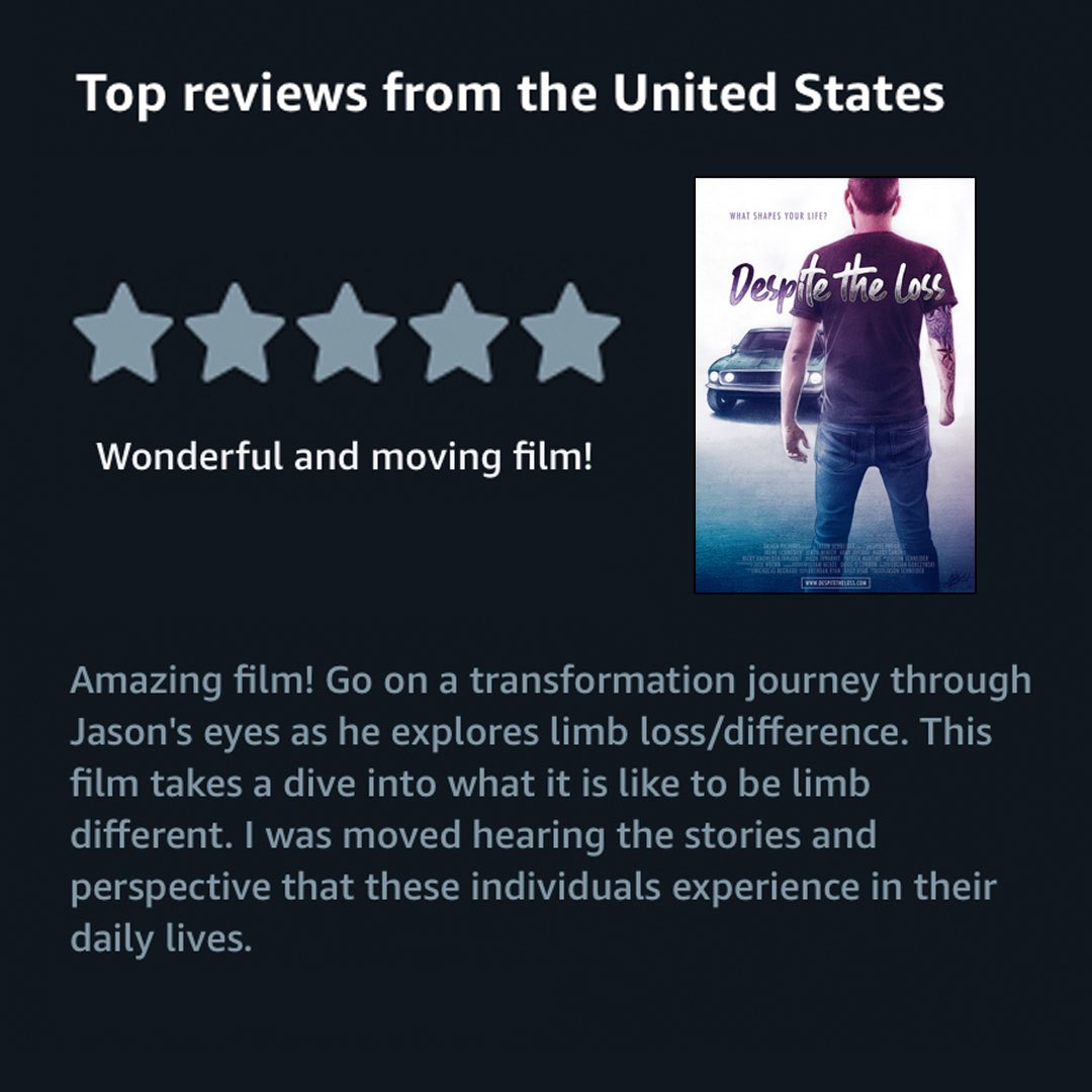 ★★★★★ 5-Star review alert! It's amazing that people continue to find and fall in love with our film on Amazon. It means the world to us!

#DespiteTheLoss #Documentary #PrimeVideo #FiveStarReview #LimbDifferenceAwareness #TenFingersAreOverrated #SupportIndieFilm