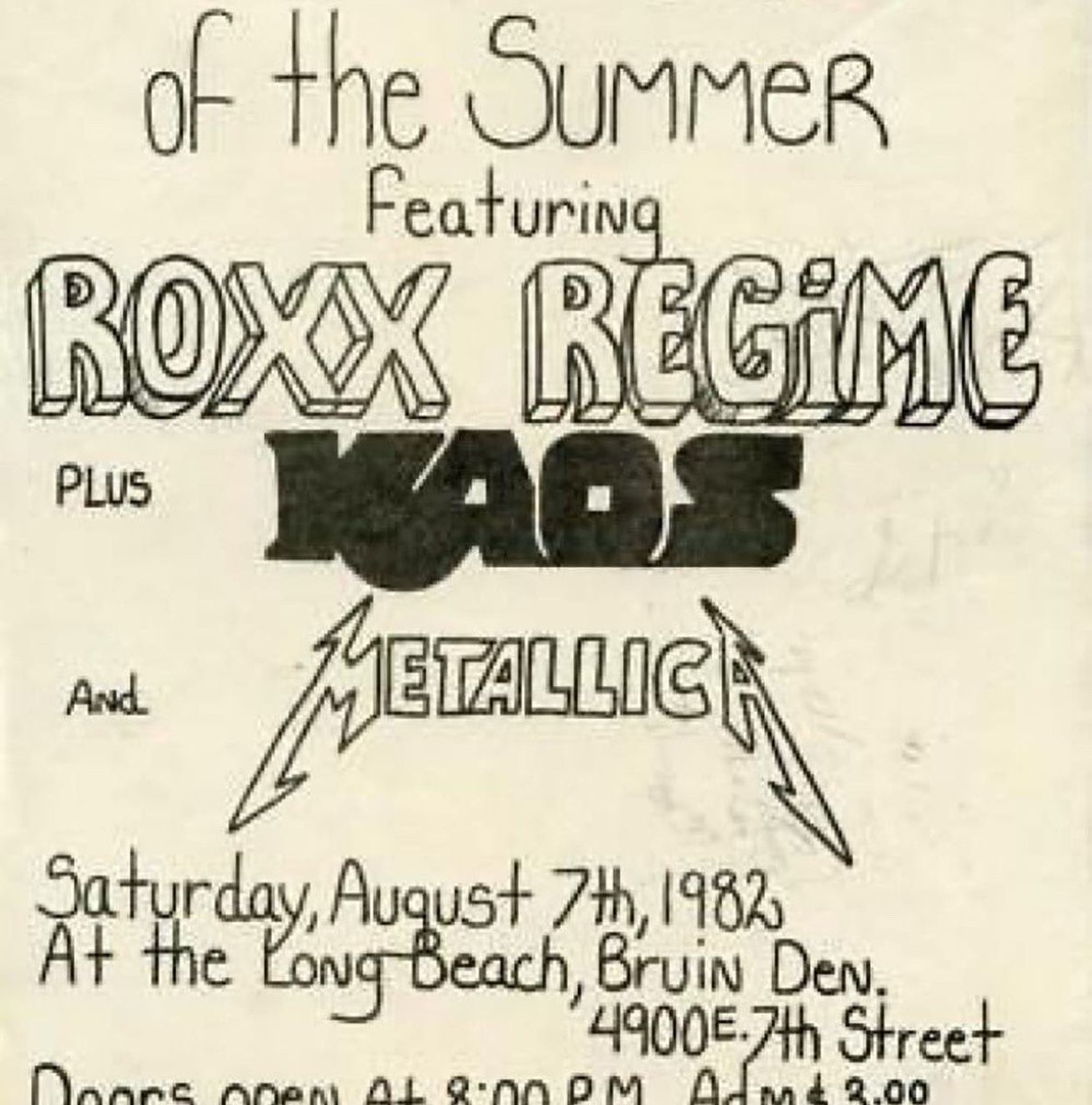 michaelhsweet's tweet photo. On this day, 41 years ago - @Metallica opened for Roxx Regime (who would eventually become @Stryper) 

We performed as a trio.

@DaveMustaine was still in Metallica.

I was playing a Gibson Guitars V that I purchased from @stephenpearcy_ https://t.co/ME39vLLeju