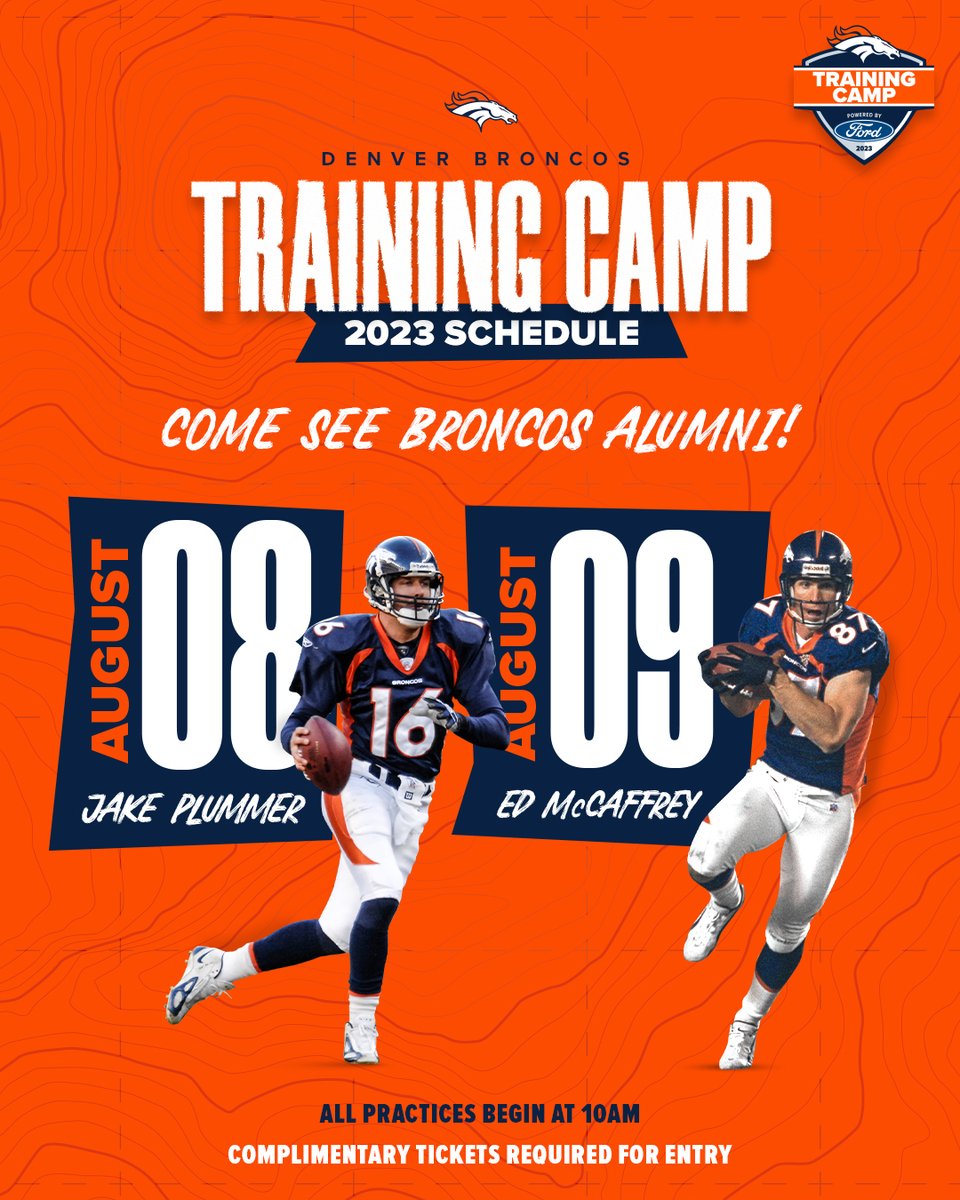 🔙 to 🔙 days of alumni at #BroncosCamp begin TOMORROW! 

See you there, #BroncosCountry. 👏

More info » bit.ly/3r6AHTe