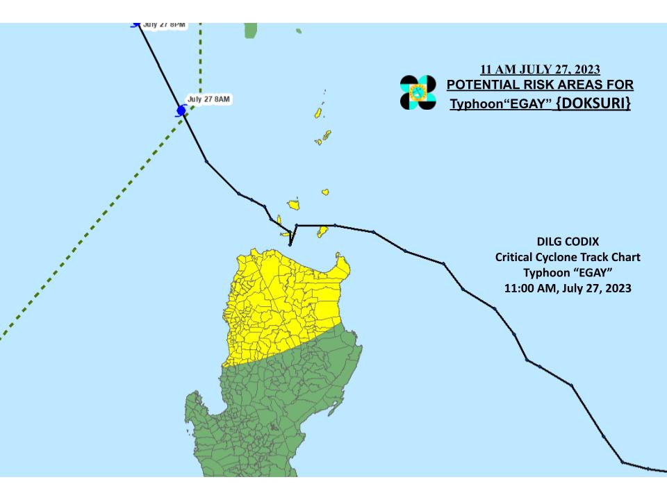 DILG_CODIX's tweet photo. Critical Cyclone Track Chart for TY #EgayPH as of 11:00 AM  27 July 2023  #EgayPH #MagingLISTO #DisasterPreparedness

@DILGPhilippines

@NDRRMC_OpCen

@dost_pagasa

@civildefensePH

#LISTO                
Also follow us on FB: https://t.co/3HDTDhEL0M https://t.co/o0V3BwbaZY