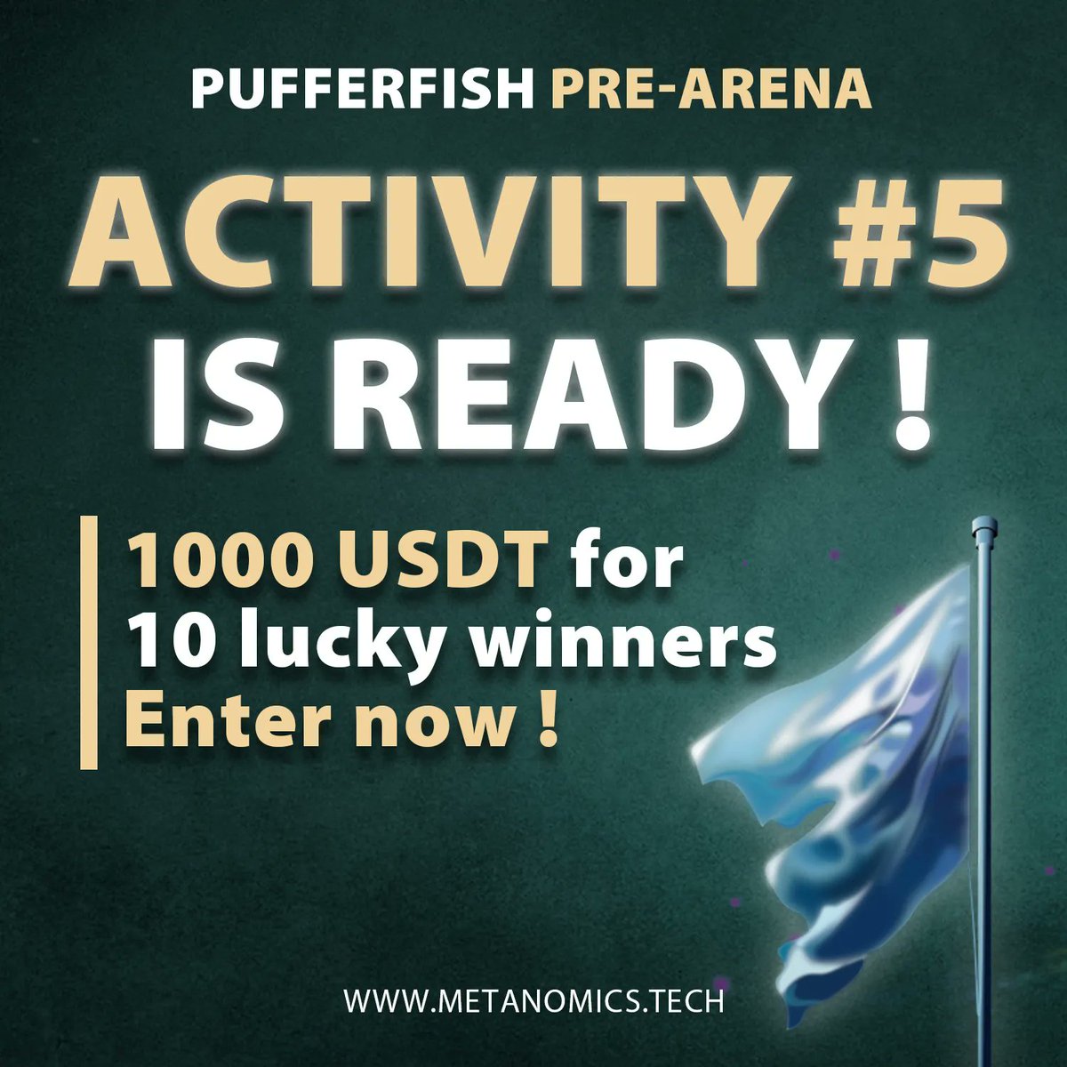 MYMETANOMICS's tweet photo. 🎉 It's the day we've all been waiting for! 🌟✨ Pufferfish Pre-Arena activity Activity #5  is officially here, and the excitement is through the roof!
https://t.co/34scStL300 
⚡️Must be a MYMetaShark holder to win
⚡️Must complete ALL Discord actions 
#web3 #giveaway https://t.co/vwoqqbZgZT