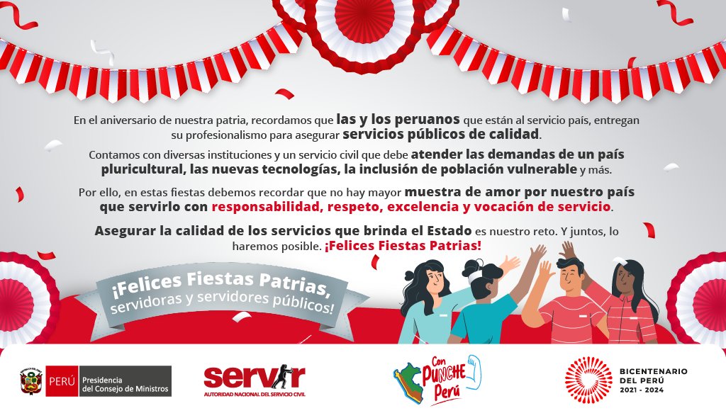 SERVIR_PERU's tweet photo. 📣En el marco de nuestras #FiestasPatrias🇵🇪, les enviamos un mensaje especial:

#MejoresServiciosPúblicos #ParaServirMejor

🇵🇪¡Felices Fiestas Patrias, Perú!🇵🇪 https://t.co/wXHCDuJ5io