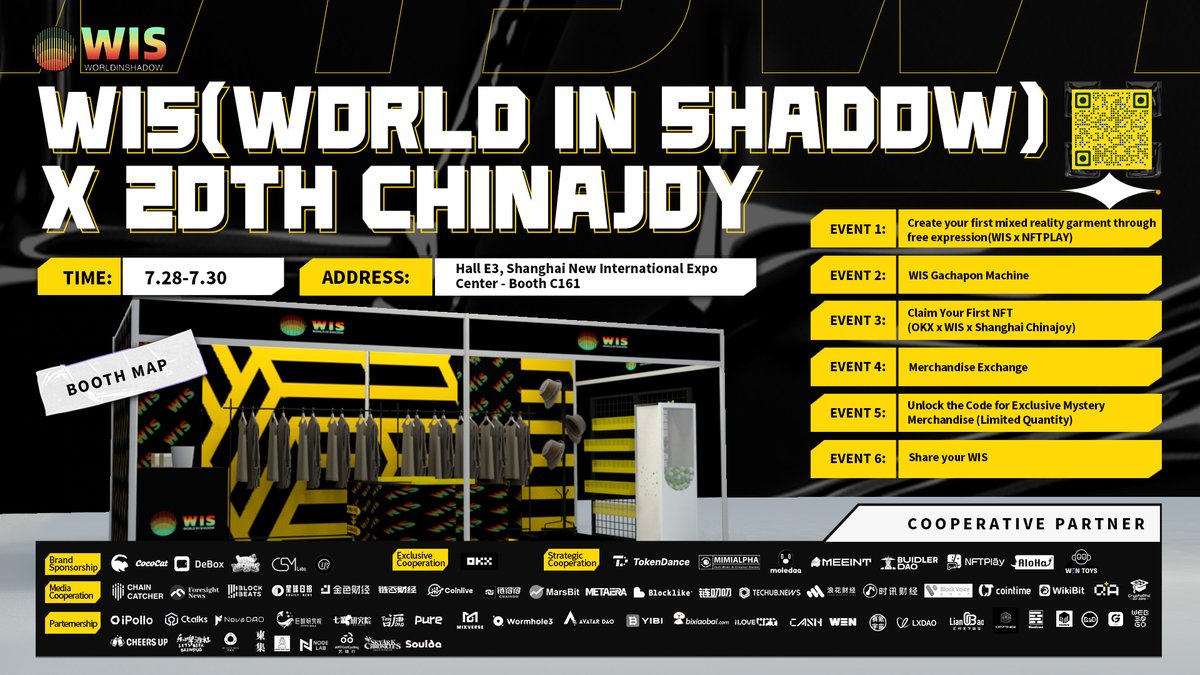 WorldinShadow's tweet photo. 🚀The 20th #ChinaJoy is here, and #WIS is bringing the heat!❗(⏰2023.7.28-7.30）
🏄‍Get ready to unlock the 6 most epic Web3 live events ever❗
😘Join us on time and let's collide with passion at the venue!❗
#WIS #Blockchain #Web3 #CryptoCommunity #Crypto #web3community https://t.co/1JJpUzGcG7