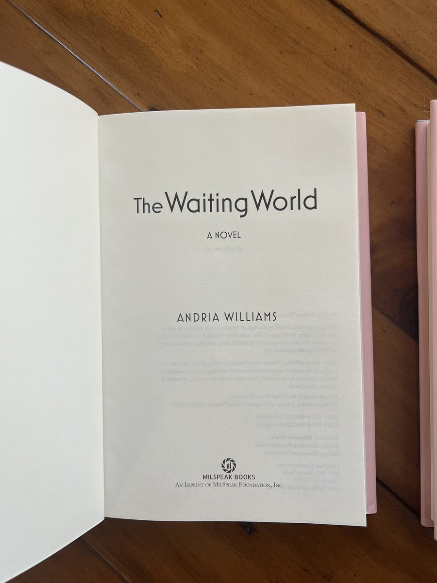 This beautiful book baby arrived today at 5:06 p.m., weighing 1.31 lbs and measuring 9 in! Wait no longer for THE WAITING WORLD by Andria Williams.  Pre-ordering available! #militaryspouses #milspeakbooks