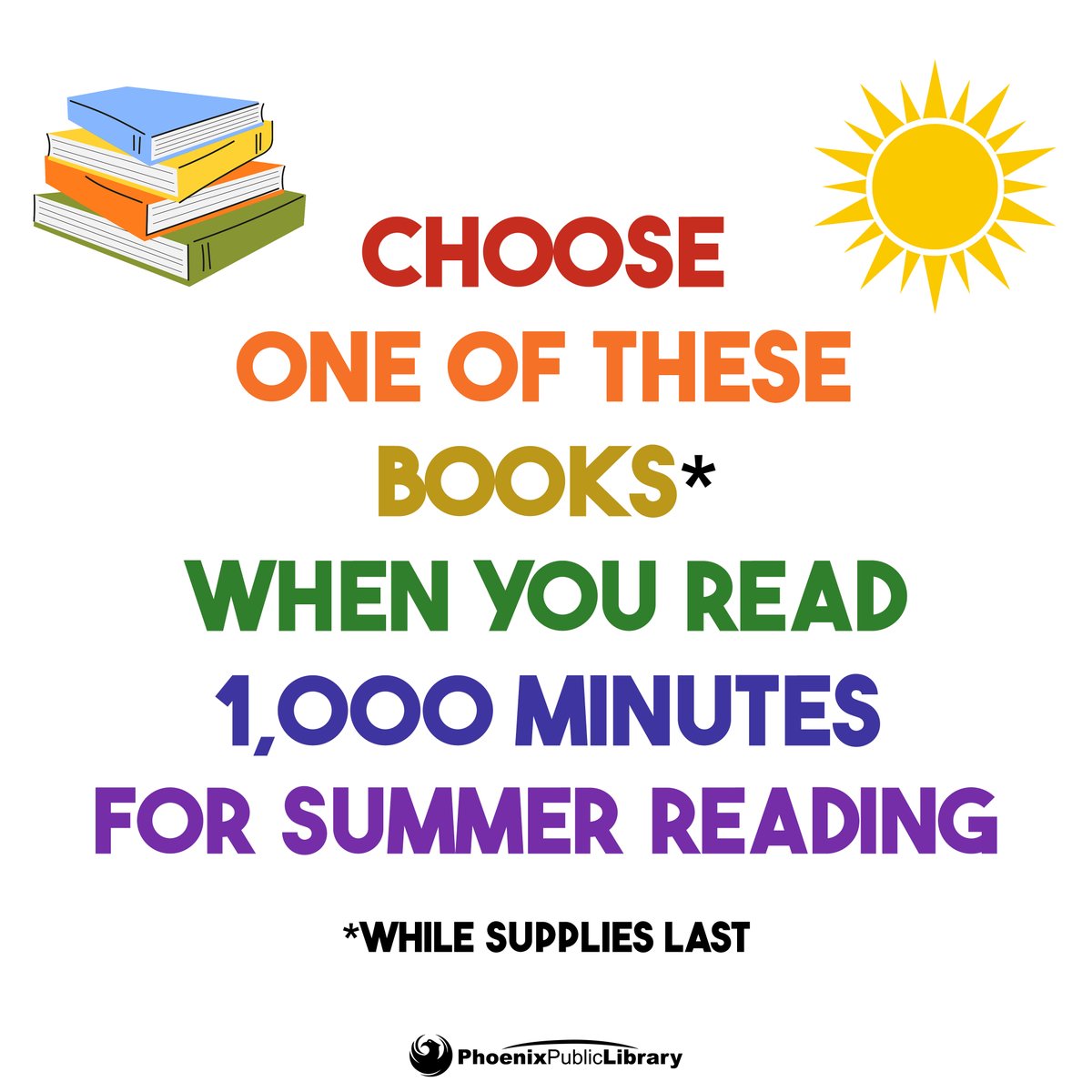 PhxLibrary's tweet image. It’s the final week of the #SummerReadingGame. ☀️📚  Log your minutes &amp;amp; look forward to a FREE BOOK when you finish. Take a look @ the great titles you can choose. The game ends on 8/1, so keep up the good work! Ready… set… #AllTogetherNow! bit.ly/2ps9plA