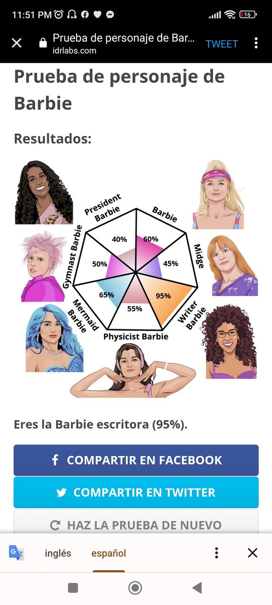 Meli_pit's tweet photo. Hice el #BarbieTest para descubrir que #Barbie soy y los resultados realmente me sorprendieron por la exactitud.
Barbie Test: I am Writer Barbie (95%). vía @idr_labs https://t.co/YBh1nNMq2x