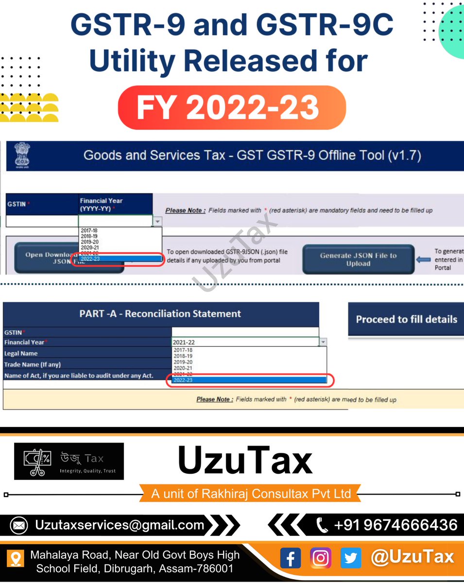 GSTR 9 & 9C utility for FY 2022-23 released!
#GST #GSTR9 #GSTR9C #GSTAudit #UzuTax #GSTcompliance