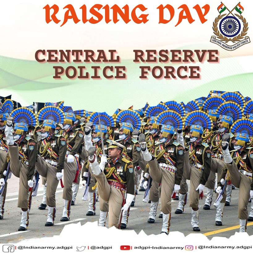 General Manoj Pande #COAS and All Ranks of the #IndianArmy convey best wishes to All Ranks and Families of Central Reserve Police Force #CRPF on the occasion of #RaisingDay.

#IndianArmy
#OnPathToTransformation
@crpfindia