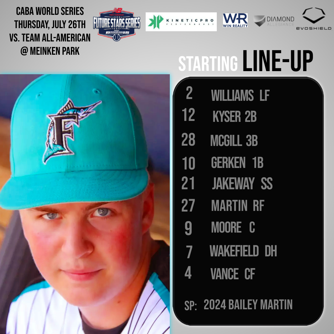 Midwest Marlins 17u National play 2 today in the CABA WS! Not the result we wanted yesterday, but plenty of baseball still to be played. Game 1, 2:30pm at Miami U. <a href="/BlosserGarrett/">Garrett Blosser</a> on the bump. Game 2, 7pm at Meinken Park. <a href="/bamartin1919/">Bailey Martin</a> on the bump! 

#EvolveorDissolve