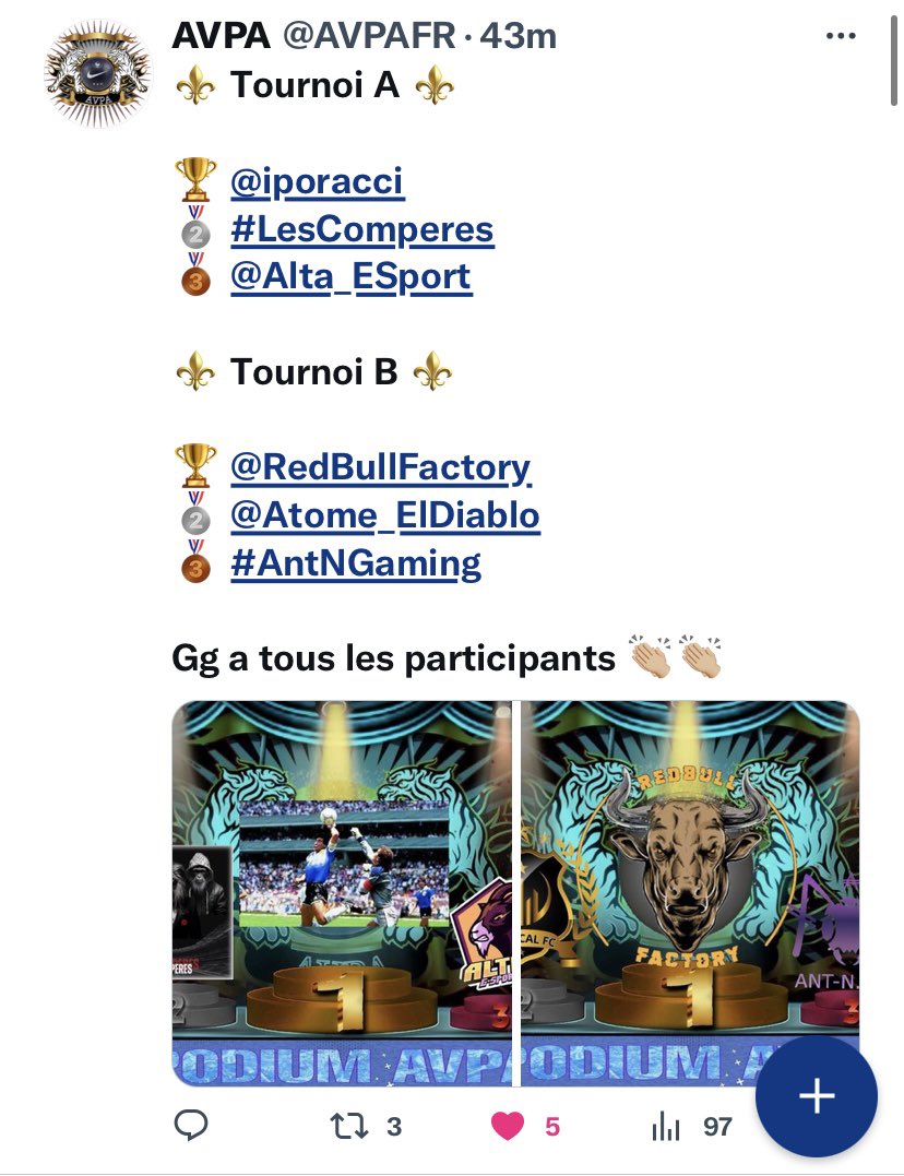 Grazie a tutti per la serata🤝🇫🇷🎪
iPoracci😆
GK: @kxhn_1x 
DC: ASSAULT_DRAGO
DC: <a href="/Elohim93F/">Jan Carlo Simic ⚽🔴⚫</a> 
DC: <a href="/ShinxxTwitch/">Shinxx</a> 
CDC: IvanZocc
CC: <a href="/WEEEEEENDIGO/">WEEEEEENDIGO</a> 
CC: <a href="/heavy_hg/">heavy</a> 
ES: <a href="/DARK_F4BR1/">Dark_fabri</a> 
ED: <a href="/FaZeGio05/">𝔽𝕒ℤ𝕖-𝔾𝕚𝕠𝟘𝟝</a> 
ATT: <a href="/RikiCaruu/">RikiCaru</a> 
ATT: XM76_OKOCHA10x 🤯