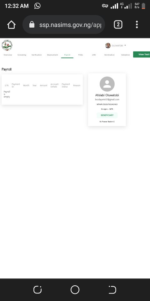 OlayemiLeo's tweet photo. @npower_ng As at yesterday when I checked my N-power dashboard, my payroll was on 8months pending payments and now checking it not quite long, the payroll became empty.. What happened?
NPWR/2020/002421421 (N-Agro), that's my ID number, please what went wrong? https://t.co/TOHQThbyW4