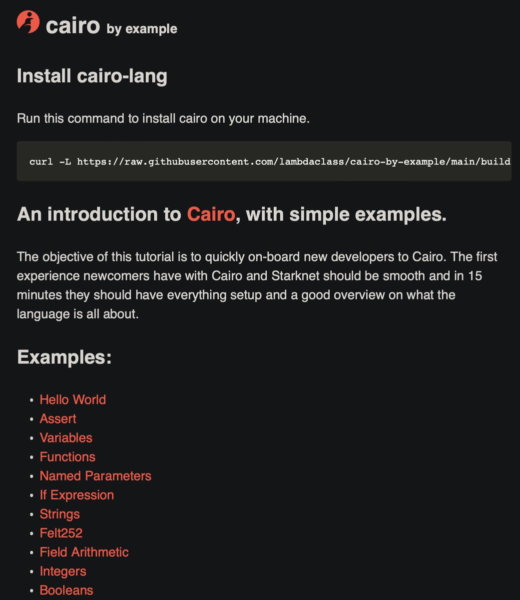 starknet_devs's tweet image. Mira las mejoras de Cairo by Example 

cairo-by-example.com