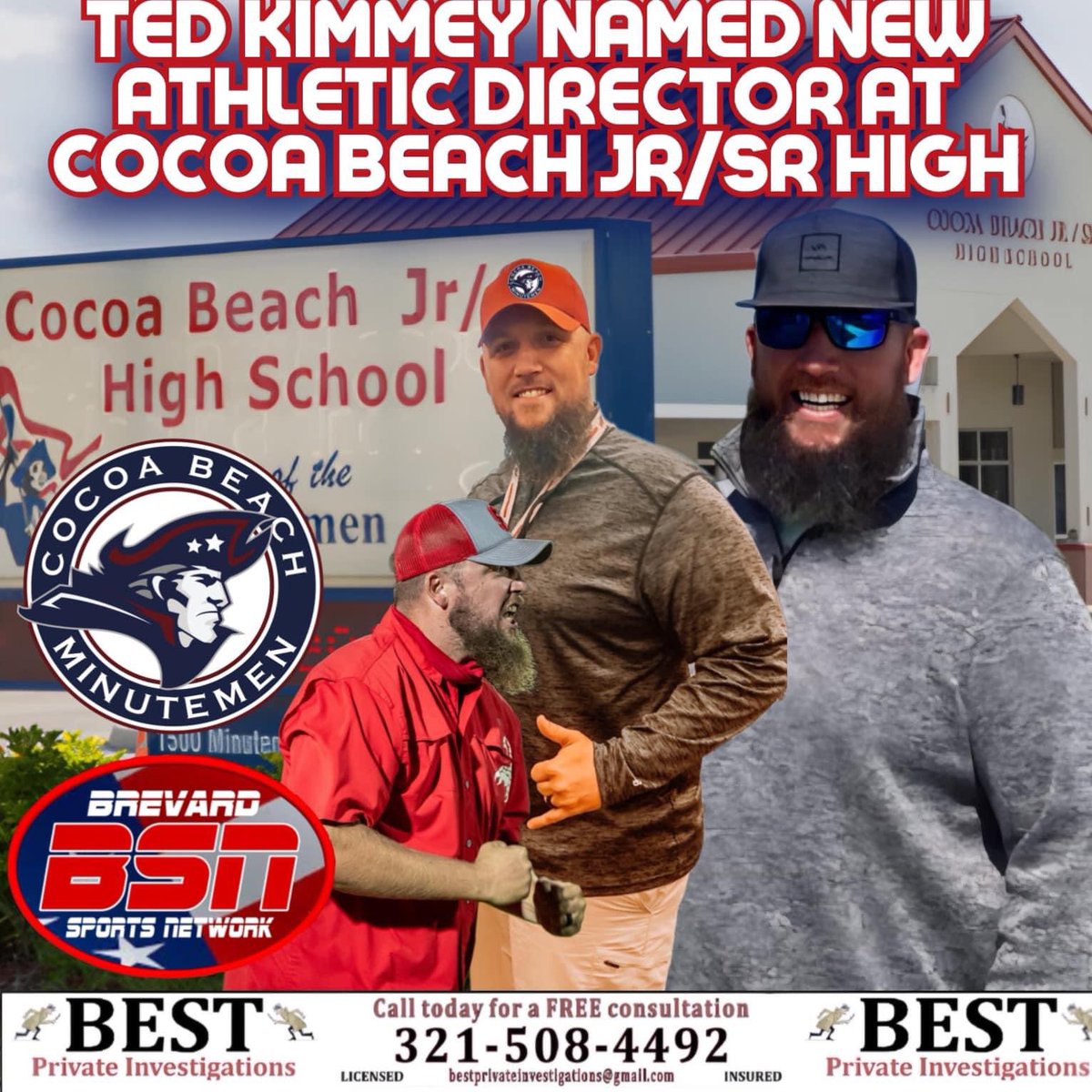BSN #BREAKINGNEWS: <a href="/cbjshsathletics/">Cocoa Beach Jr/Sr High School Athletics</a>  NAMES <a href="/CoachKimmey/">Coach Kimmey</a> AS NEW #ATHLETICDIRECTOR 

Cocoa Beach Jr/Sr High Principal Tim Powers has notified BSN that Ted Kimmey has been named the Minutemen’s new Athletic Director. 

Read all about it here: facebook.com/10005851966352…