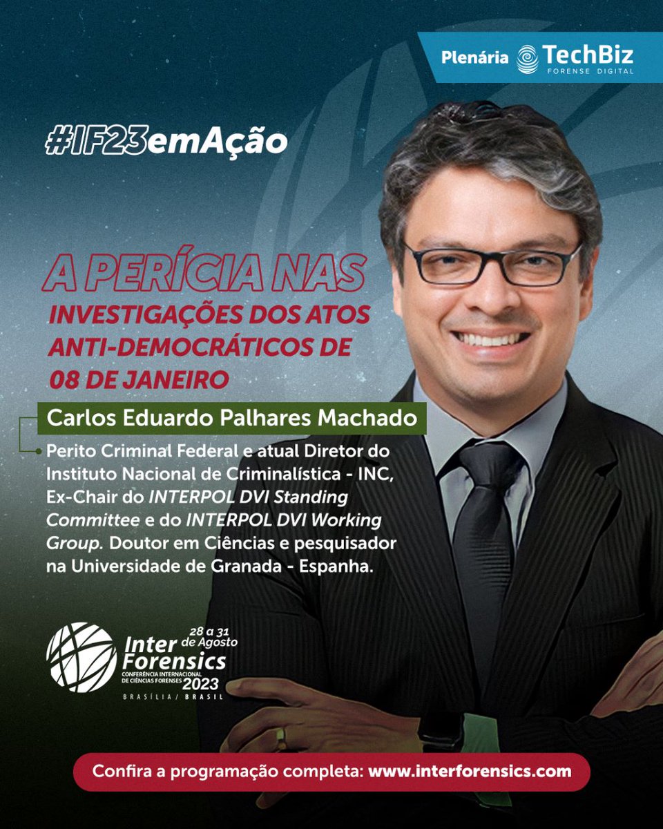 interforensics's tweet photo. O perito criminal Carlos Eduardo Palhares compartilhará experiências sensacionais na InterForensics 2023! 🕵️‍♂️🔬 Prepare-se para uma palestra imperdível sobre a perícia dos atos antidemocráticos de 08/01"
Não fique de fora. Inscreva-se!
🔗 https://t.co/DiosC4PjSA
#interforensics https://t.co/b3I4JczmcV