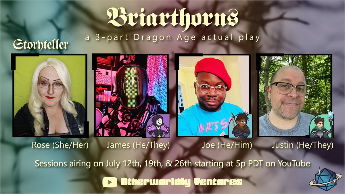 OWVentures's tweet photo. A new episode of Briarthorns, a Dragon Age actual play, starts in 30 minutes!

https://t.co/MxFcmUjoKy https://t.co/ojME4qXSQs